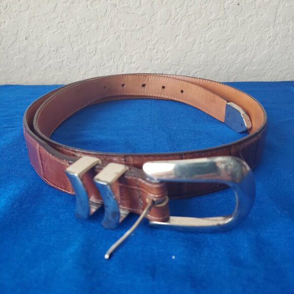 VTG Brighton Onyx Belt 38 Brown Leather Buckle Western 19407 - Picture 8 of 8